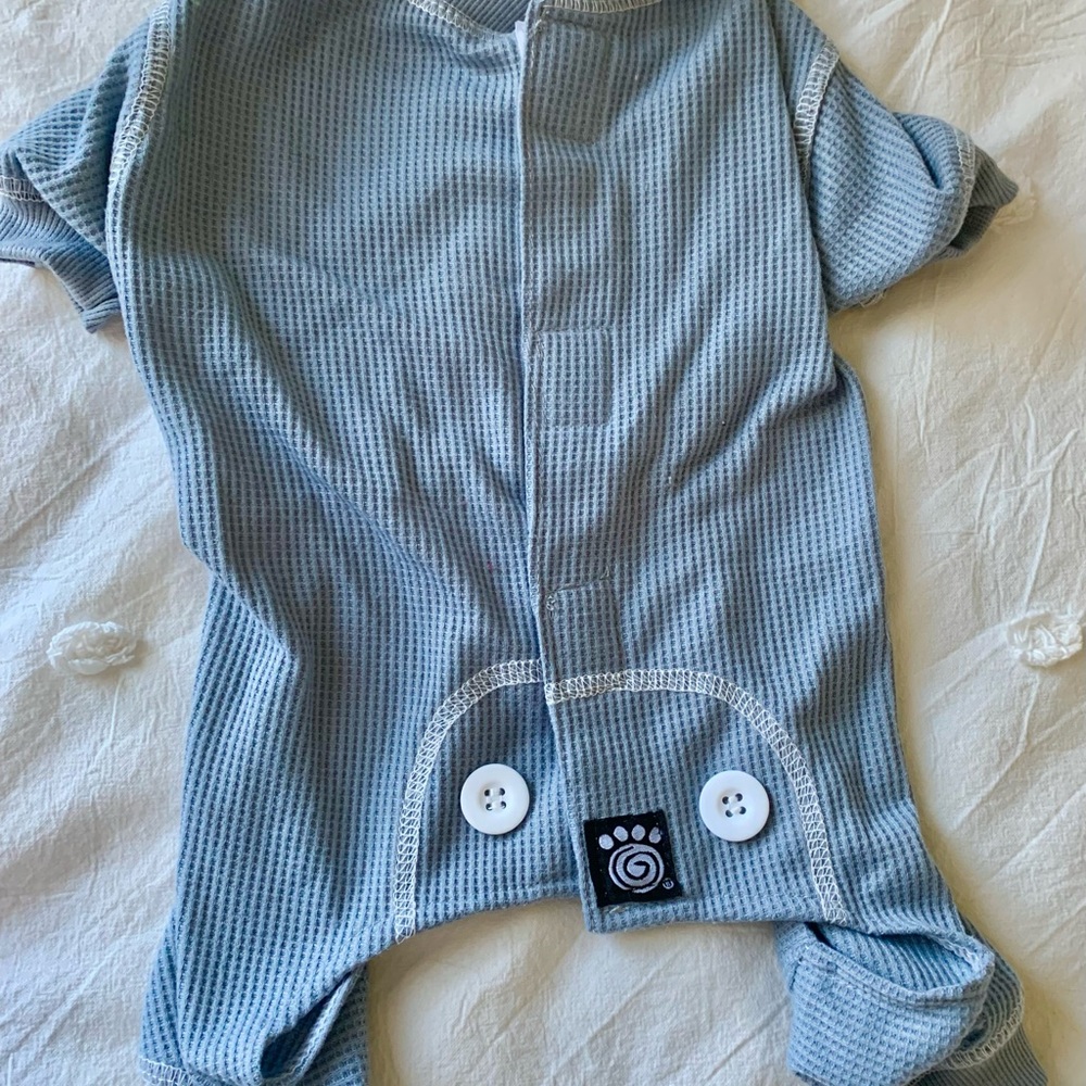 2/$10 TopPaw Size S Dusty blue thermal Dog Pajamas